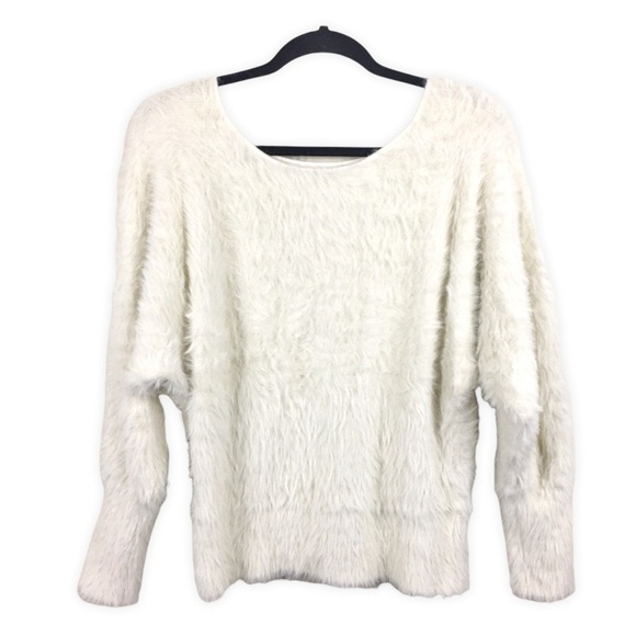 Anthropologie Ember Eyelash Furry Ivory Pullover Dolman Sweater - Picture 6 of 14